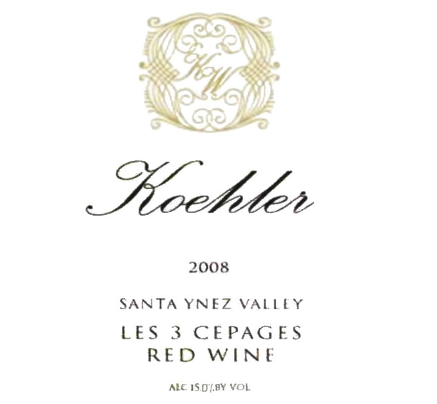 Koehler Winery Les 3 Trois Cepages Red Wine 2008 Front Label