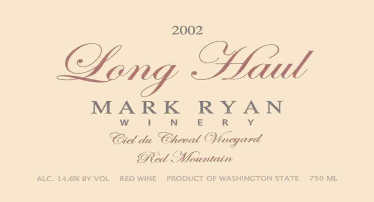 Mark Ryan Long Haul 2002 Front Label