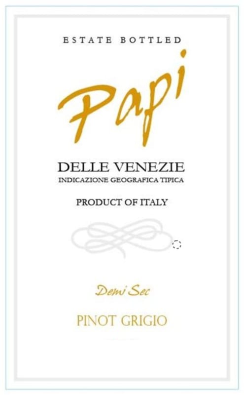 Papi Demi Sec Pinot Grigio 2016 Front Label