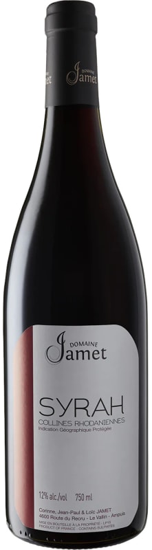 Domaine Jamet Collines Rhodaniennes Syrah 2021 Front Bottle Shot
