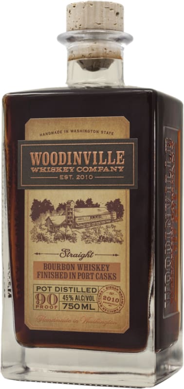 Woodinville Port Finished Straight Bourbon Whiskey Front Bottle Shot