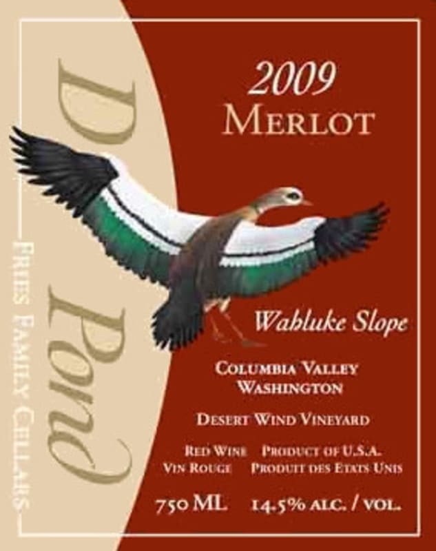 Duck Pond Desert Wind Vineyard Merlot 2009 Front Label