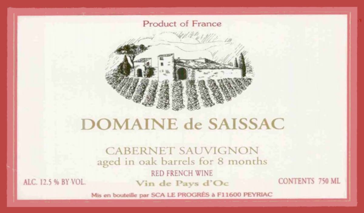Domaine de Saissac Cabernet Sauvignon 2014 Front Label