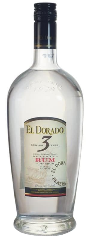 El Dorado 3 Year Cask Aged White Rum Front Bottle Shot