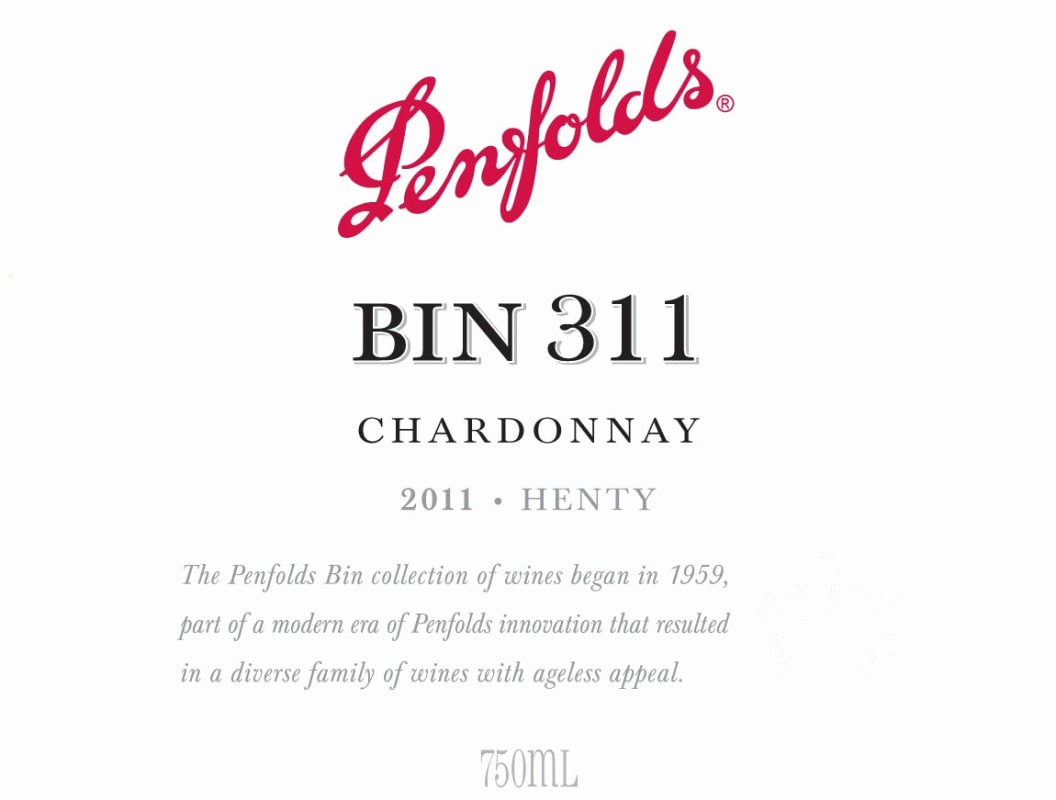 Penfolds Bin 311Henty Chardonnay 2011 Front Label