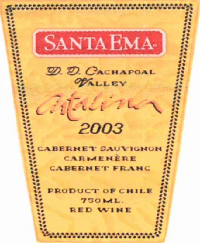 Santa Ema Catalina Red 2003 Front Label