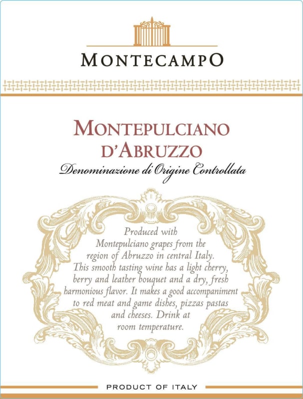Montecampo Montepulciano d'Abruzzo 2016 Front Label