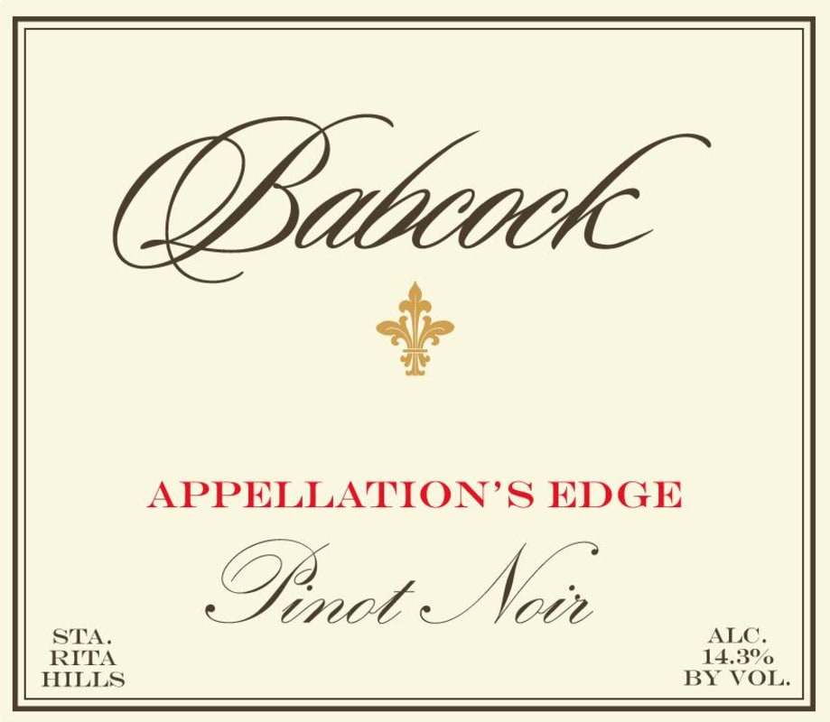 Babcock Appellation's Edge Pinot Noir 2017 Front Label