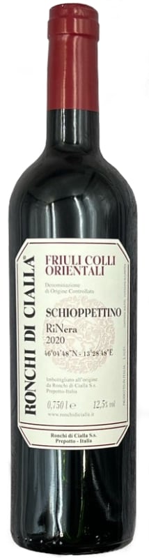 Ronchi di Cialla RiNera Schioppettino 2020 Front Bottle Shot