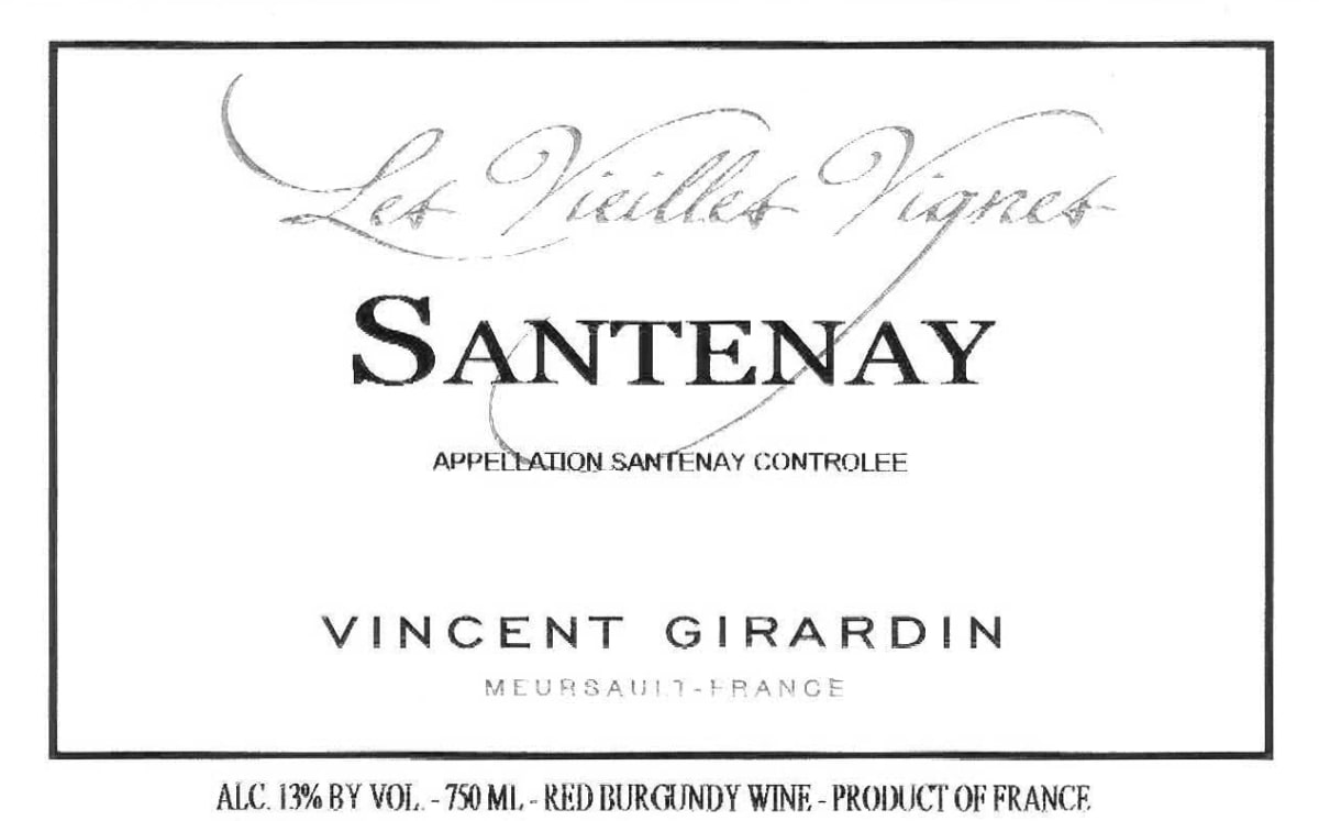 Vincent Girardin Santenay Vieilles Vignes Rouge 2013 Front Label
