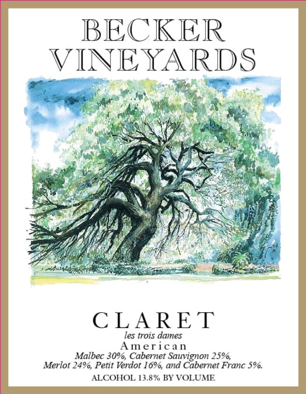 Becker Vineyards Claret Les Trois Dames 2015 Front Label