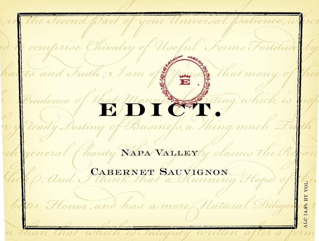 Edict Wines Cabernet Sauvignon 2013 Front Label