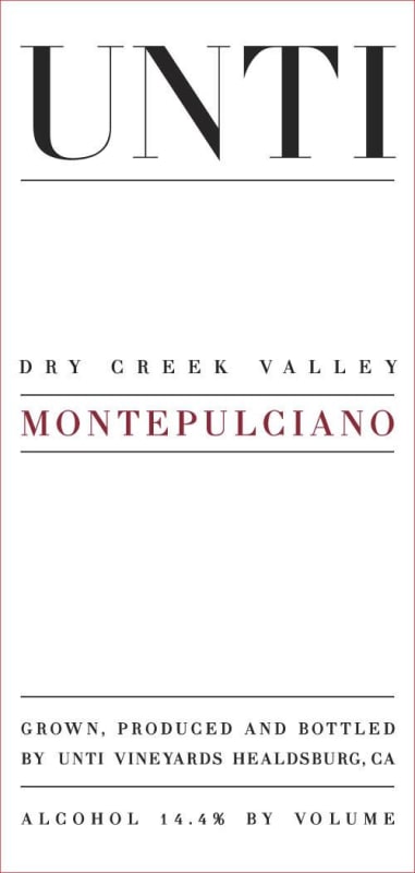 Unti Montepulciano 2014 Front Label
