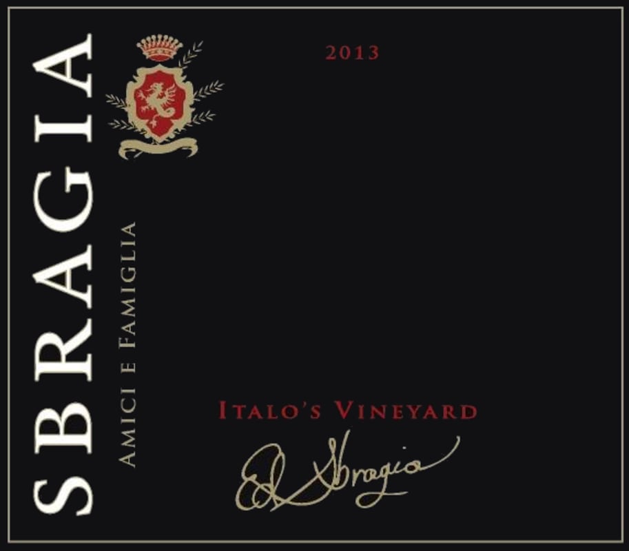 Sbragia Italo's Vineyard Old Vine Zinfandel 2013 Front Label