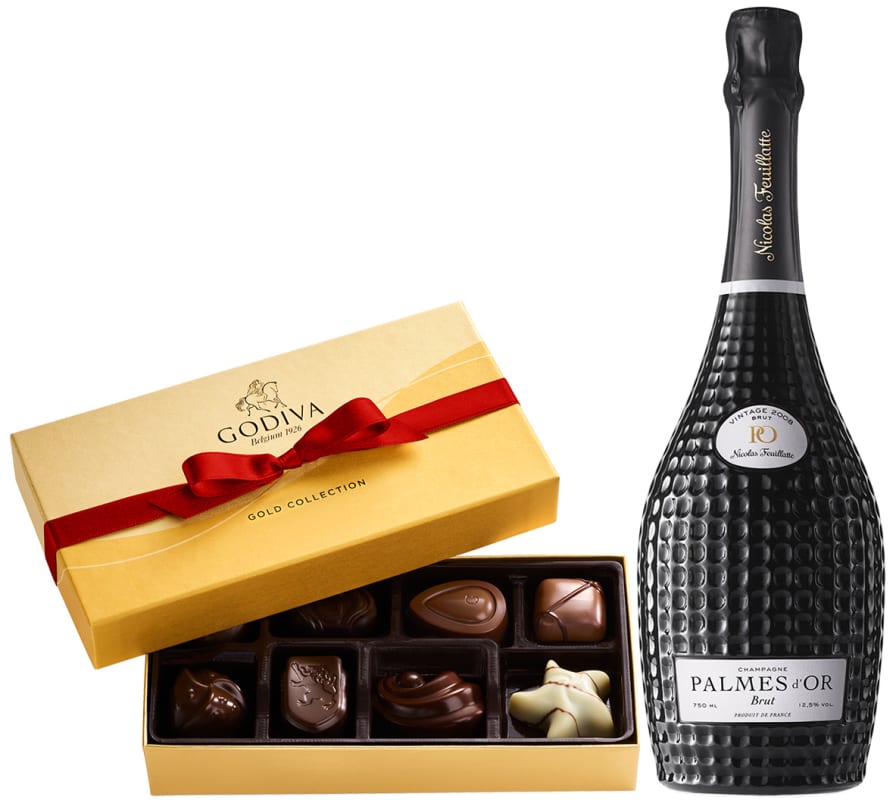 Nicolas Feuillatte Palmes d'Or Grand Cuvee & Godiva Gift Set Gift Product Image