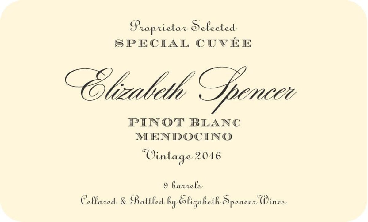 Elizabeth Spencer Special Cuvee Pinot Blanc 2016 Front Label