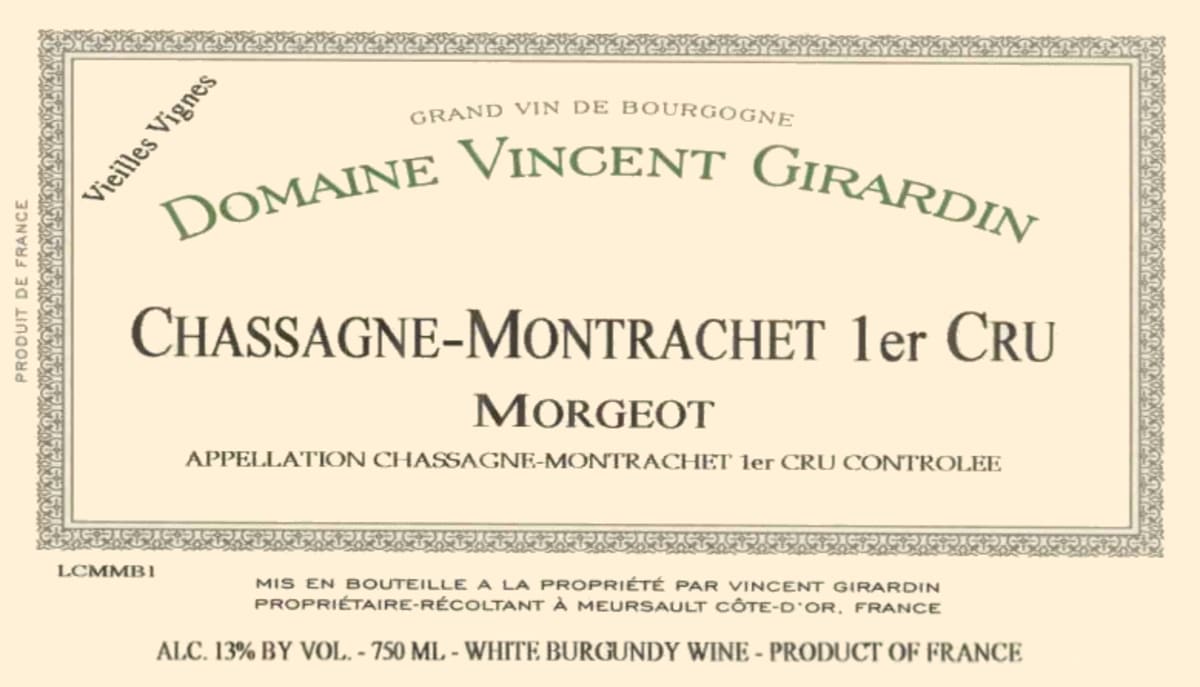 Vincent Girardin Chassagne-Montrachet Morgeot Vieilles Vignes Premier Cru 2004 Front Label