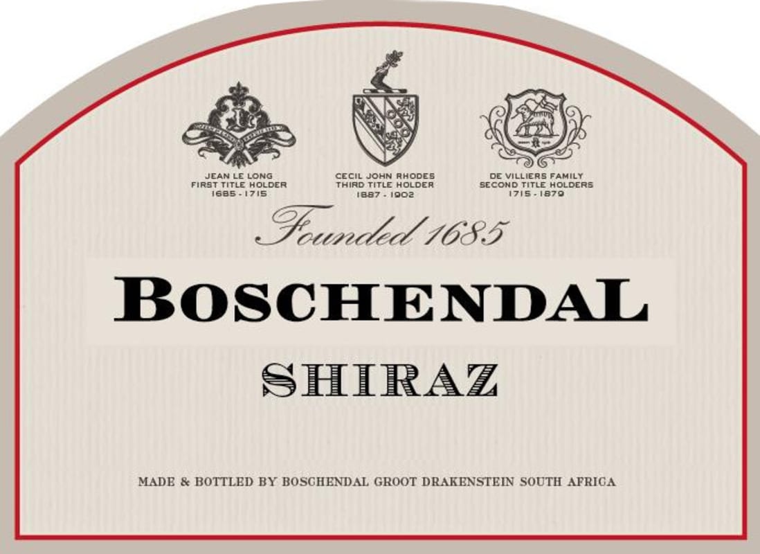 Boschendal 1685 Shiraz 2016 Front Label