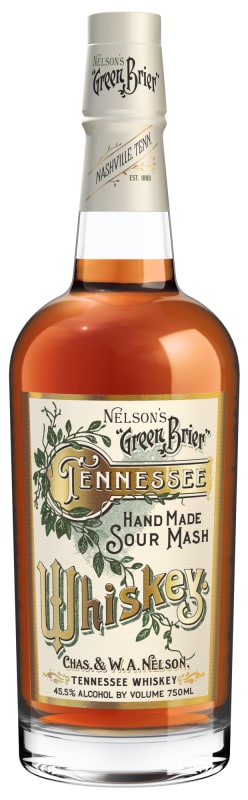 Nelson's Green Brier Hand Made Sour Mash Whiskey Front Bottle Shot