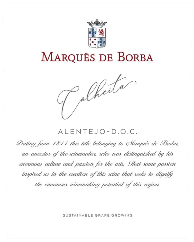 Joao Portugal Ramos Marques de Borba Colheita 2018 Front Label