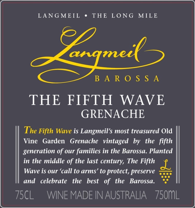 Langmeil The Fifth Wave Grenache 2012 Front Label