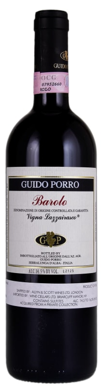 Guido Porro Vigna Lazzairasco Barolo 2015 Front Bottle Shot