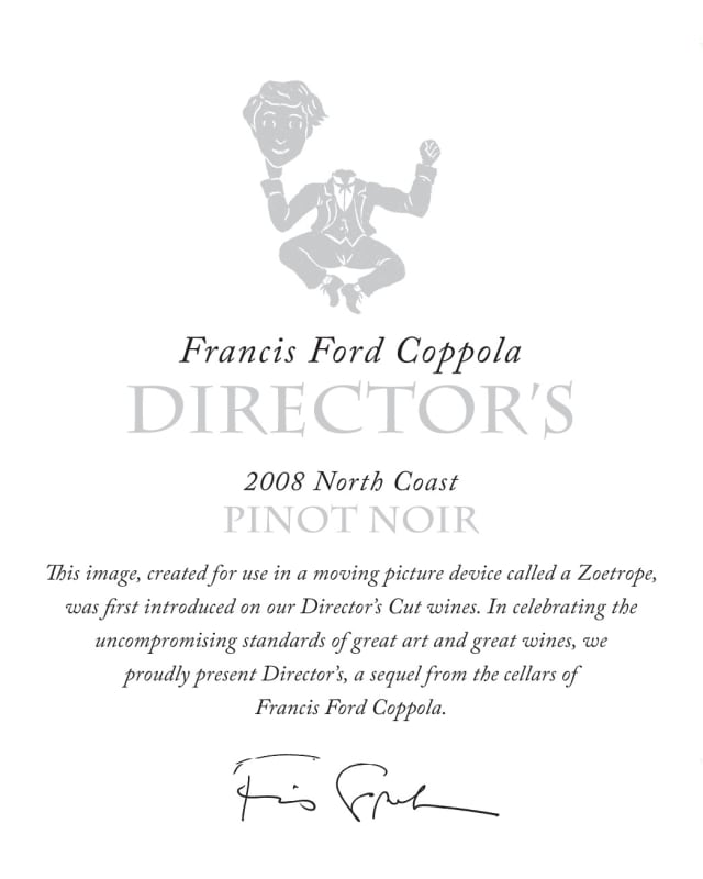 Francis Ford Coppola North Coast Director's Pinot Noir 2008 Front Label