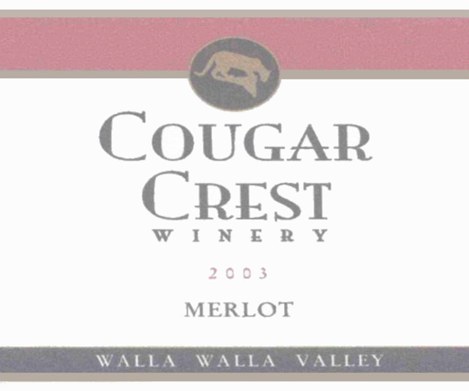Cougar Crest Estate Merlot 2003 Front Label