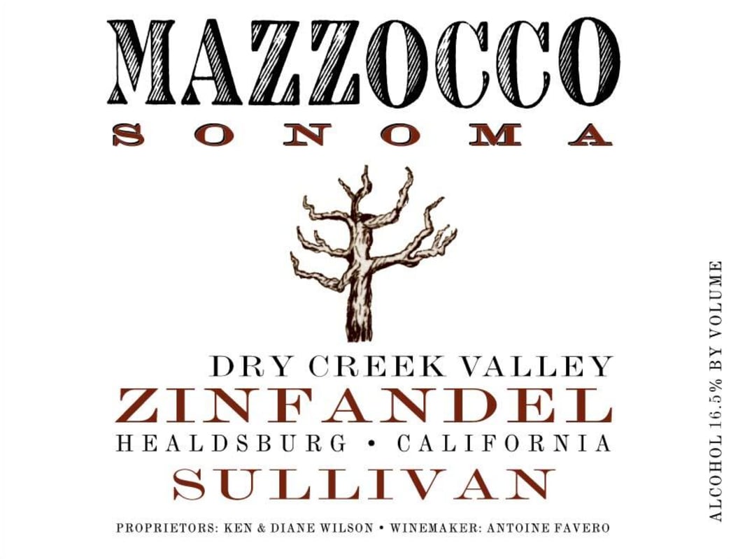 Mazzocco Sullivan Vineyard Zinfandel 2012 Front Label
