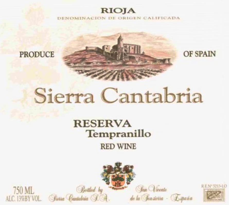 Sierra Cantabria Rioja Reserva 1999 Front Label