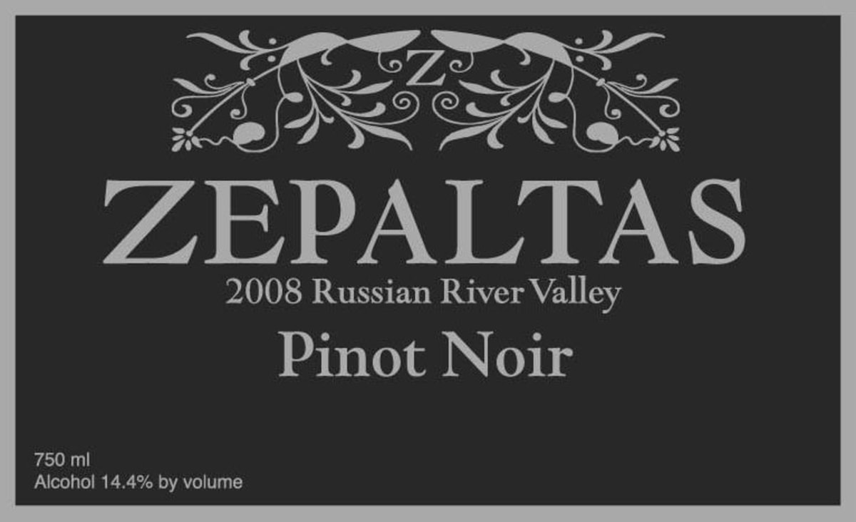 Zepaltas Russian River Valley Pinot Noir 2008 Front Label