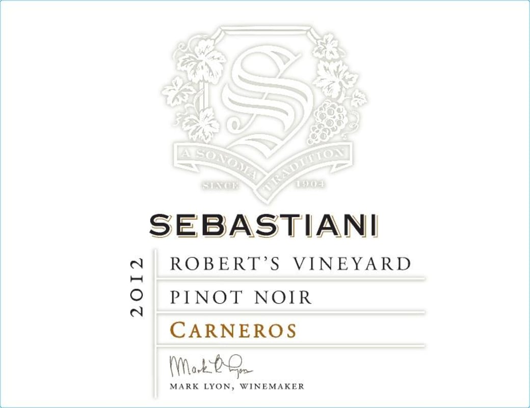 Sebastiani Robert's Vineyard Pinot Noir 2012 Front Label