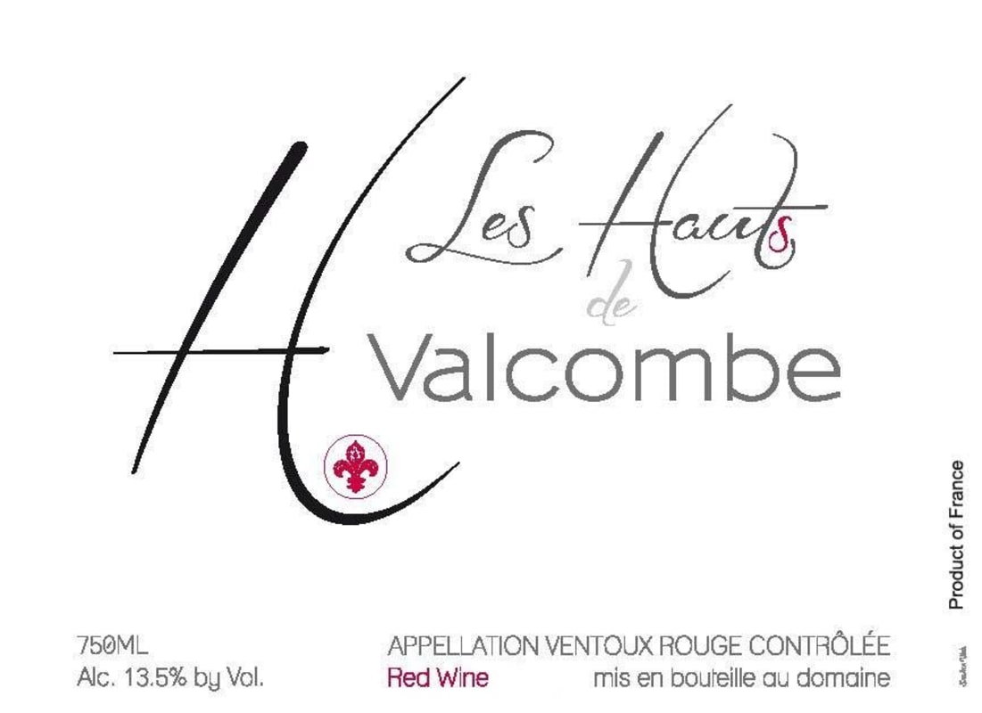 Chateau Valcombe Ventoux Rouge 2015 Front Label
