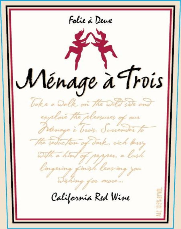 Menage a Trois Folie a Deux Red 2014 Front Label