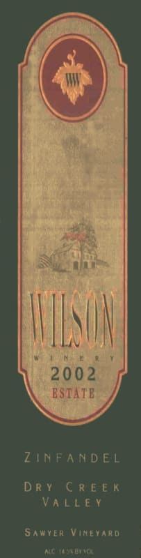 Wilson Creek Winery & Vineyards Sawyer Vineyard Zinfandel 2002 Front Label