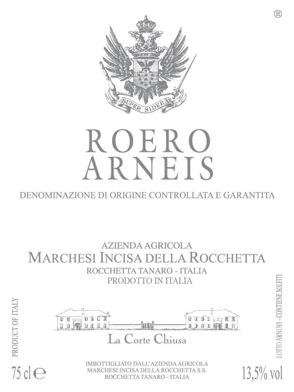 Marchesi Incisa della Rocchetta Roero Arneis 2016 Front Label