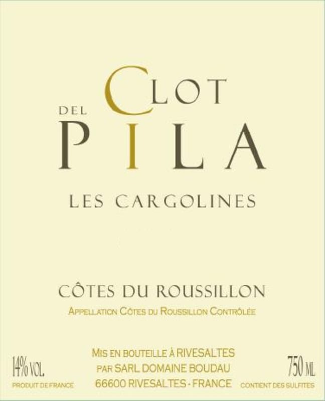 Clot del Pila Les Cargolines 2017 Front Label