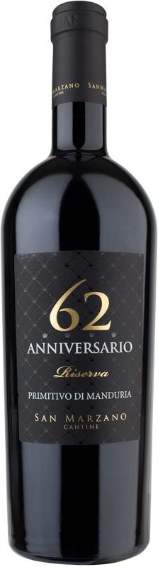 Cantine San Marzano Anniversario 62 Primitivo di Manduria Riserva 2020 Front Bottle Shot