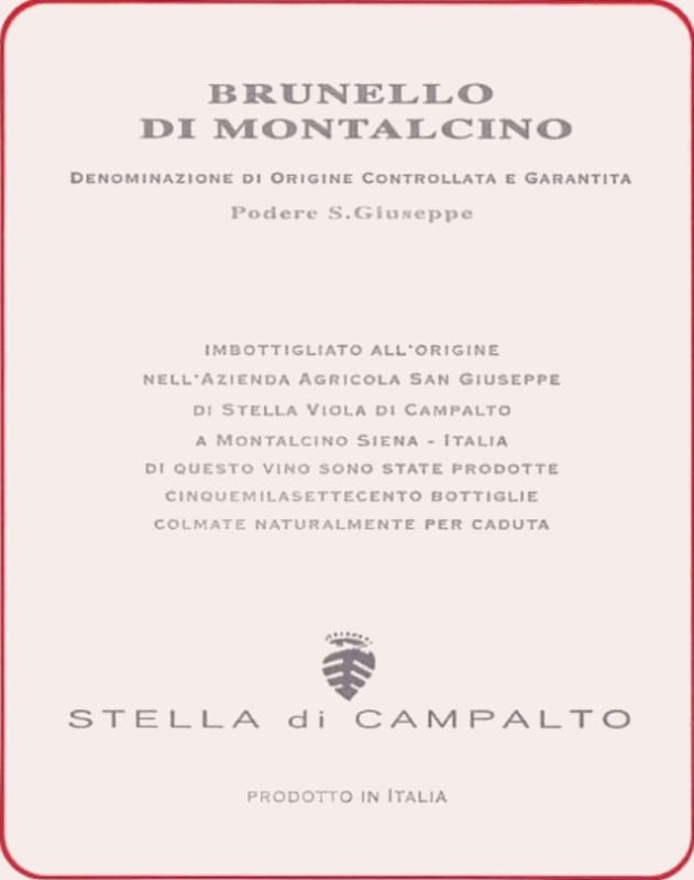 Stella di Campalto Brunello di Montalcino Podere San Giuseppe Riserva 2005 Front Label