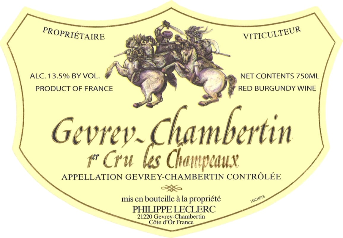 Philippe Leclerc les Champeaux Premier Cru Pinot Noir 2014 Front Label