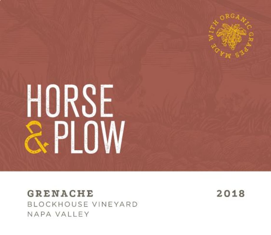 Horse & Plow Winery Blockhouse Vineyard Grenache 2018 Front Label