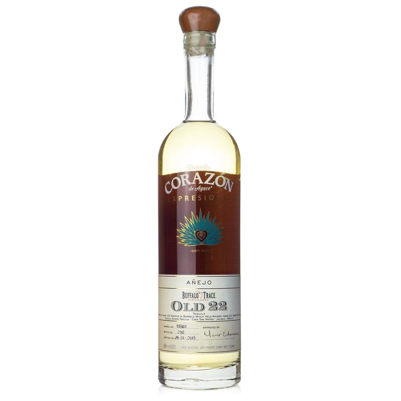 Corazon Expresiones Buffalo Trace Old 22 Anejo Tequila Front Bottle Shot