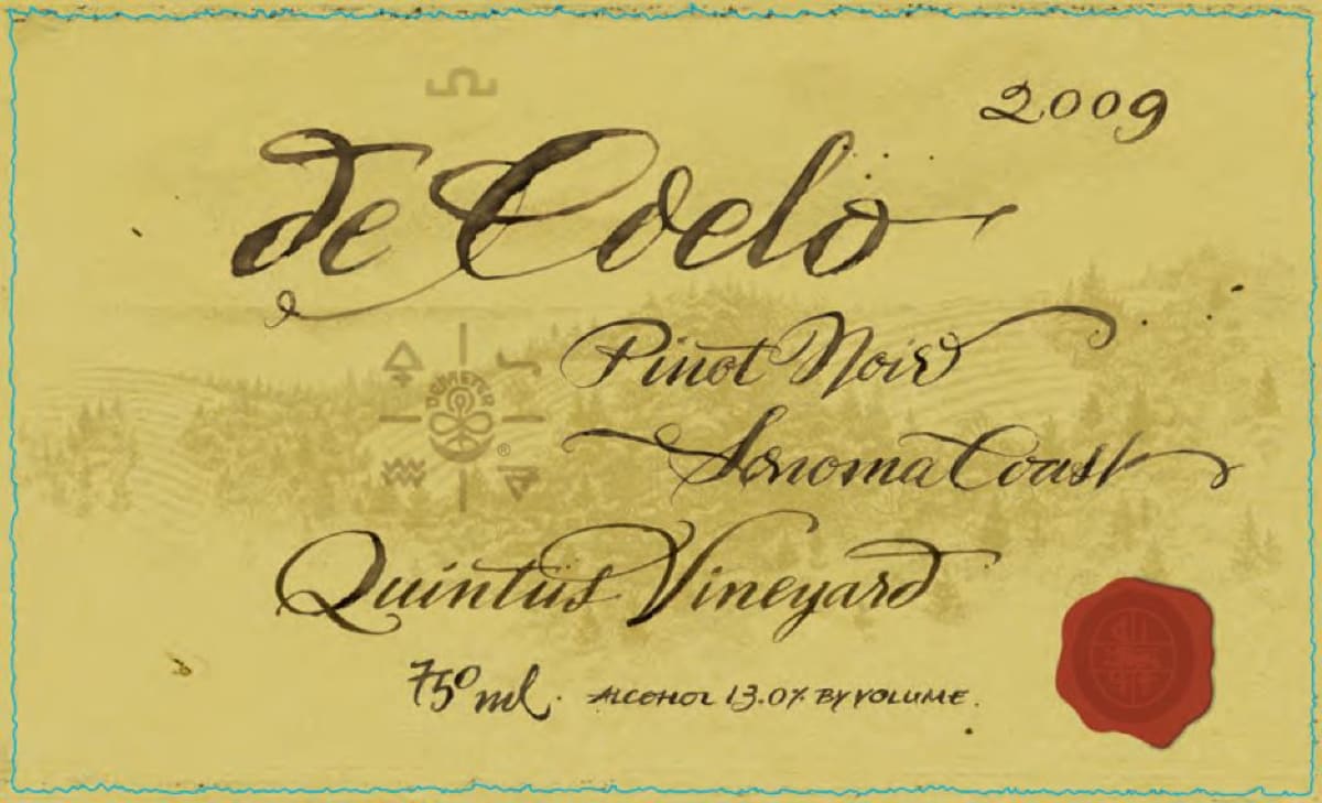 Benziger Quintus Vineyard De Coelo Pinot Noir 2009 Front Label