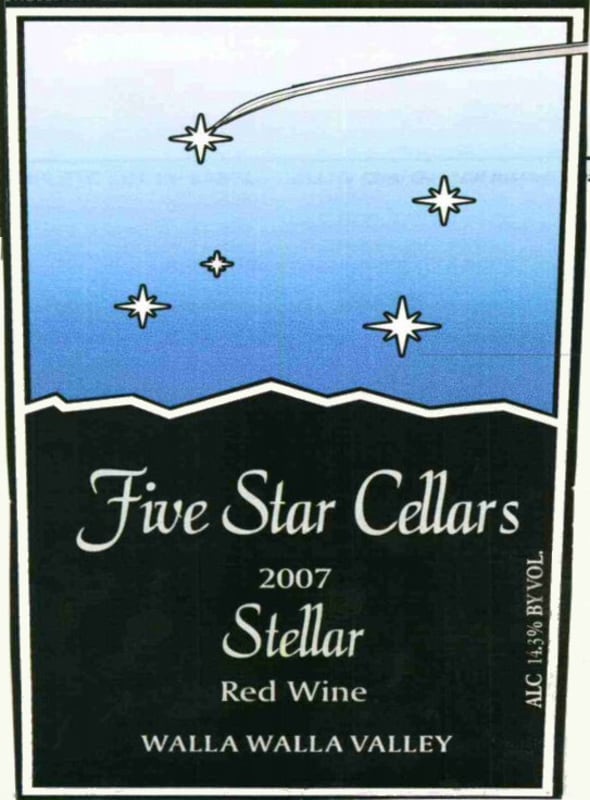 Five Star Cellars Stellar Red 2007 Front Label