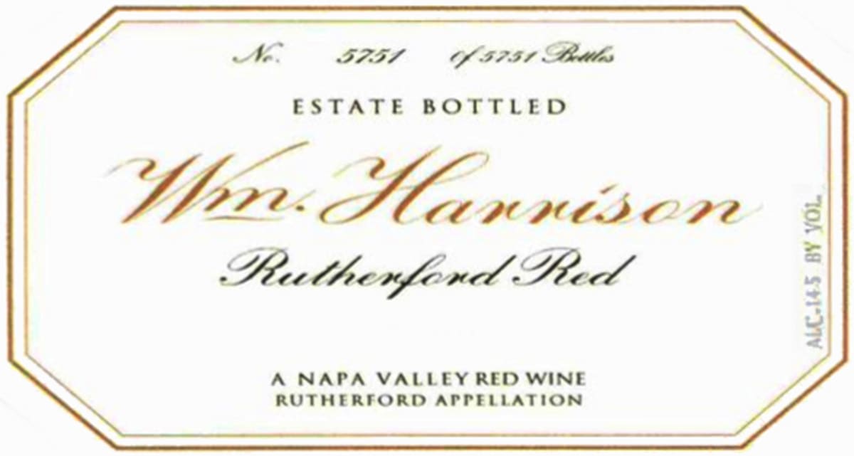 William Harrison Rutherford Red 2012 Front Label