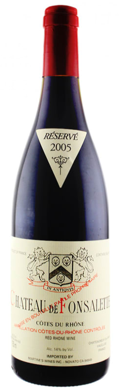 Chateau Rayas Fonsalette Cotes du Rhone Reserve 2005 Front Bottle Shot