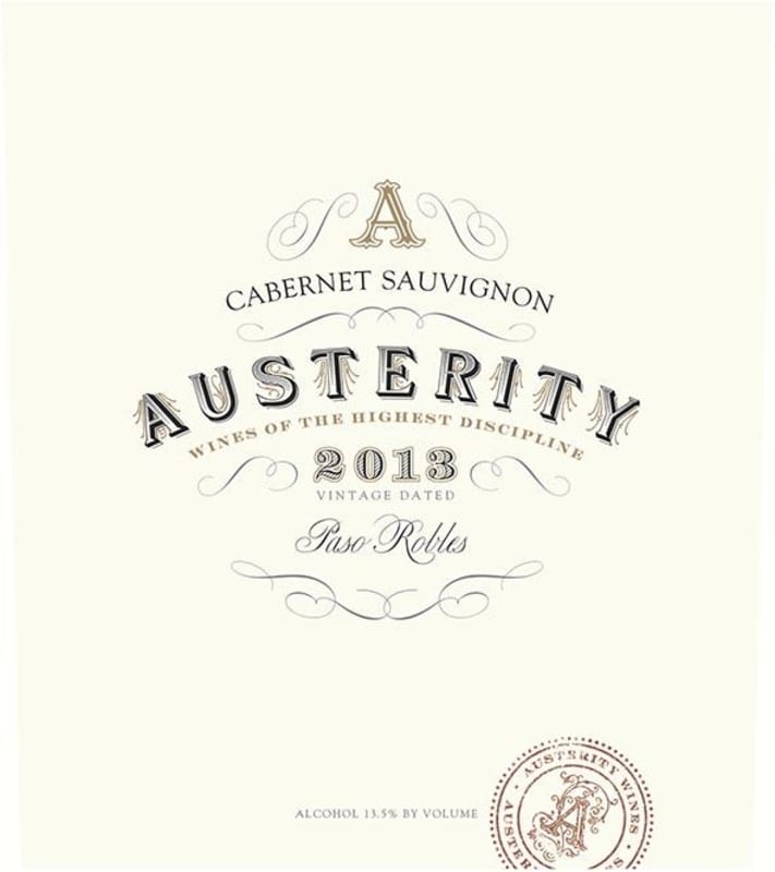 Austerity Cabernet Sauvignon 2013 Front Label
