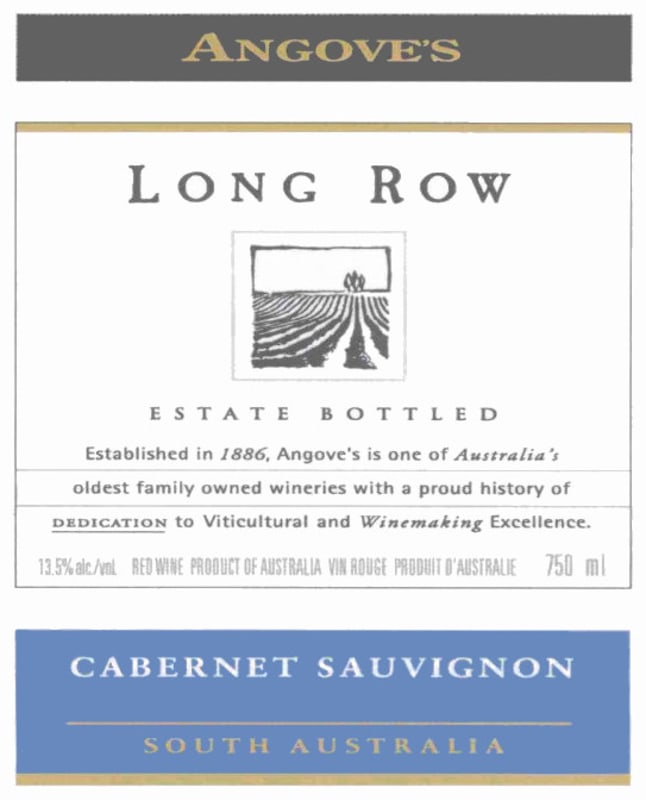Angove Family Winemakers Long Row Cabernet Sauvignon 2005 Front Label