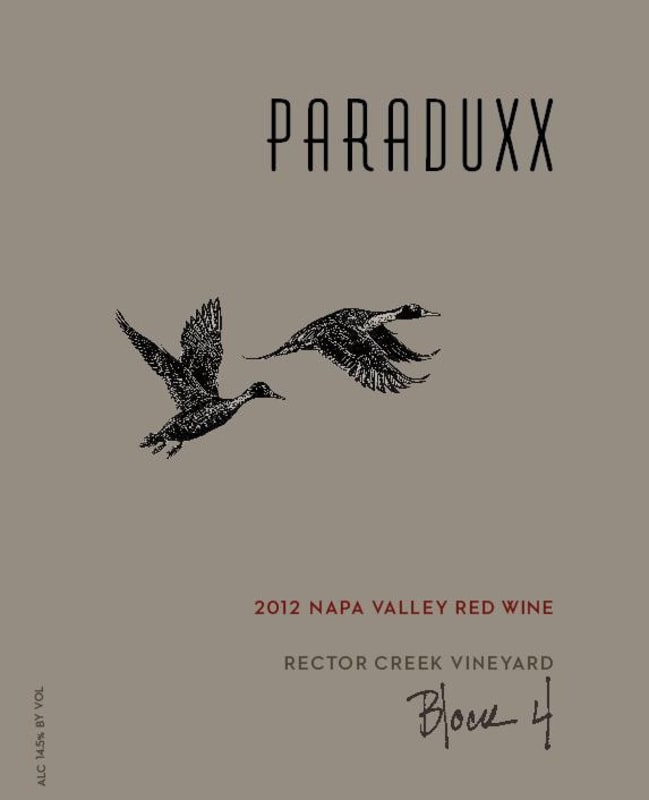 Paraduxx Rector Creek Vineyard Block 4 Red 2012 Front Label