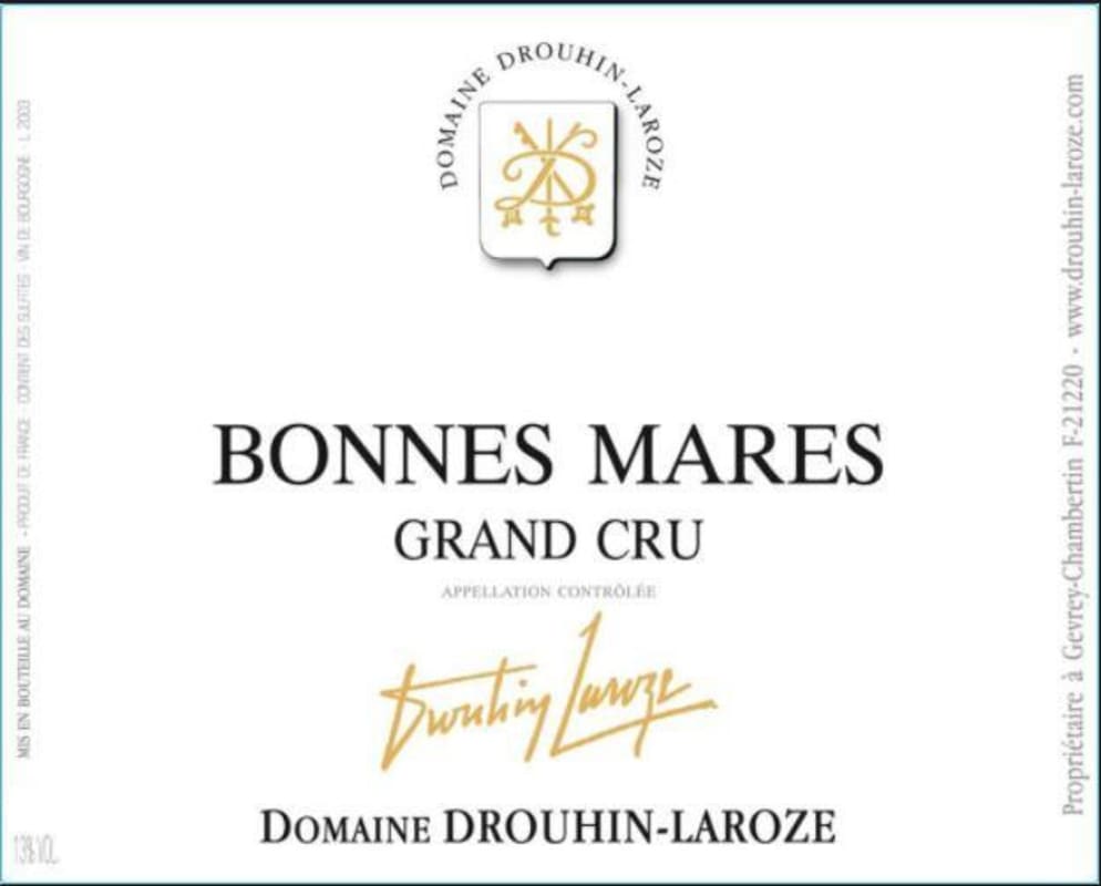 Domaine Drouhin-Laroze Bonnes Mares Grand Cru (375ML half-bottle) 2019 Front Label